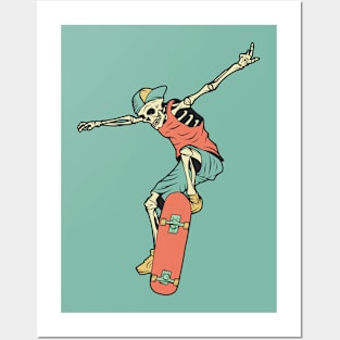 Retro Skater Skeleton Posters and Art